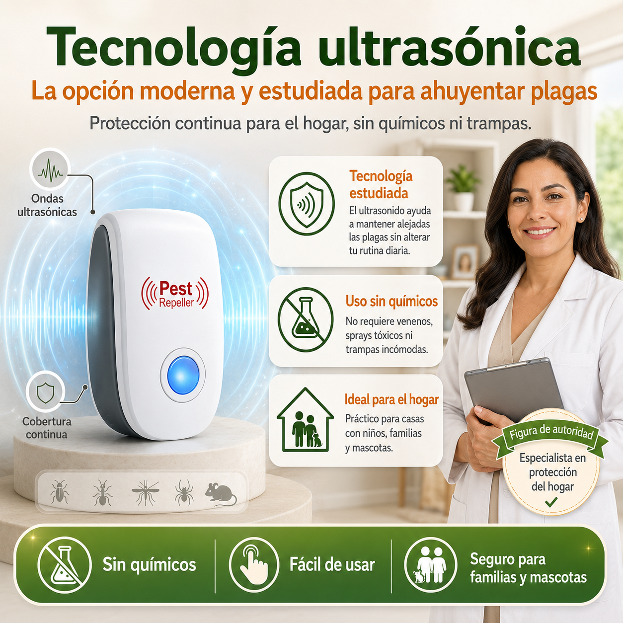 (2x1) Repelente Ultrasónico para plagas
