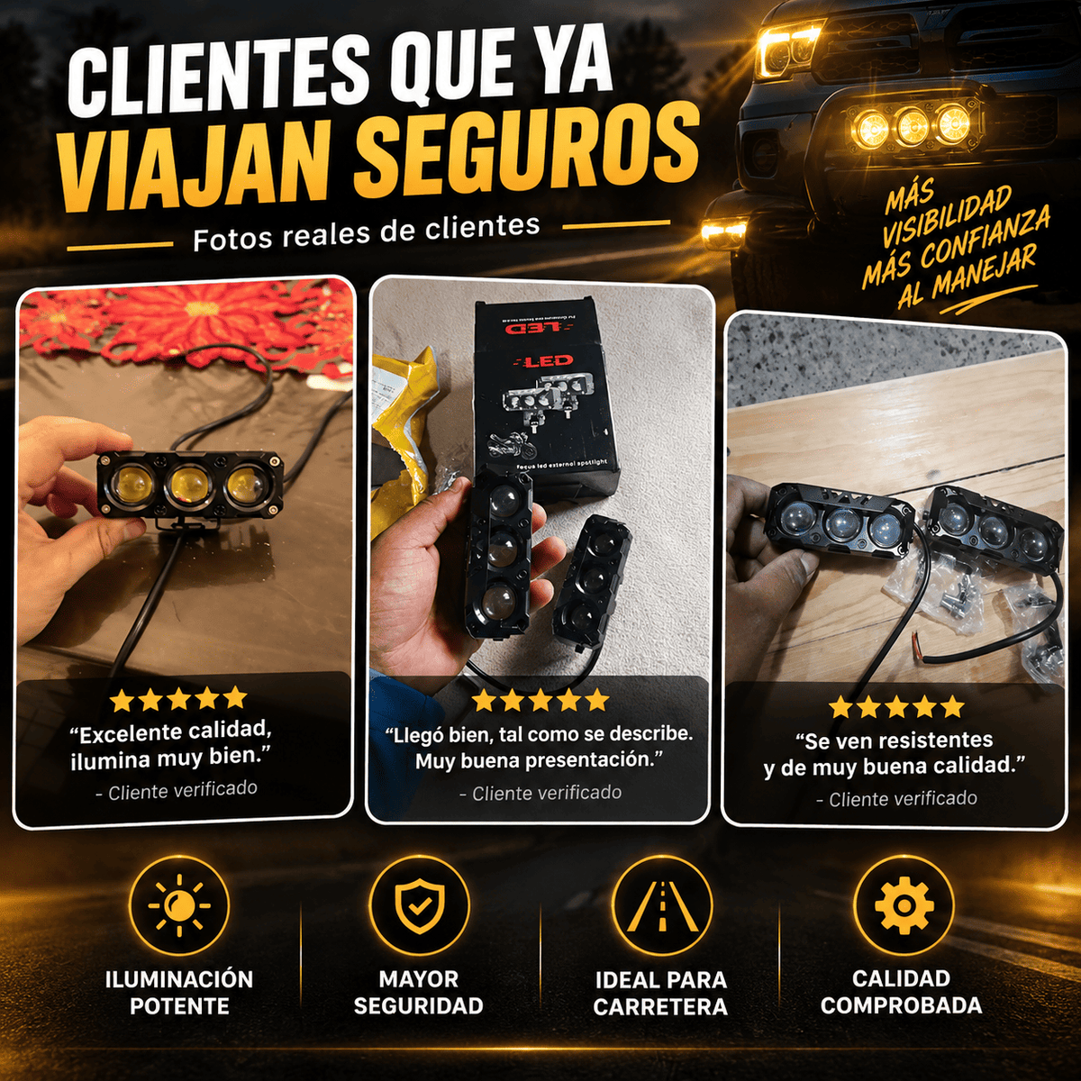 2x1 Faros LED Auxiliares | Maneja Más Seguro de Noche