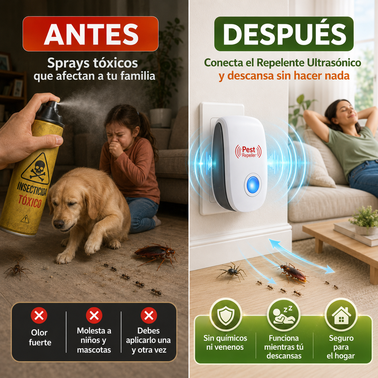 (2x1) Repelente Ultrasónico para plagas