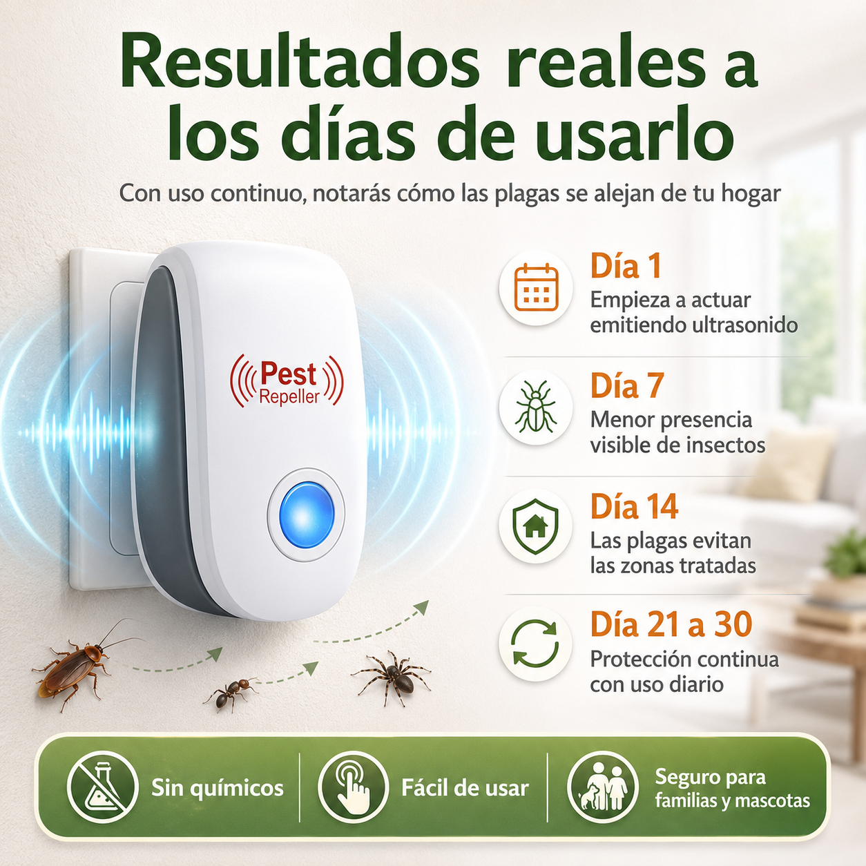 (2x1) Repelente Ultrasónico para plagas